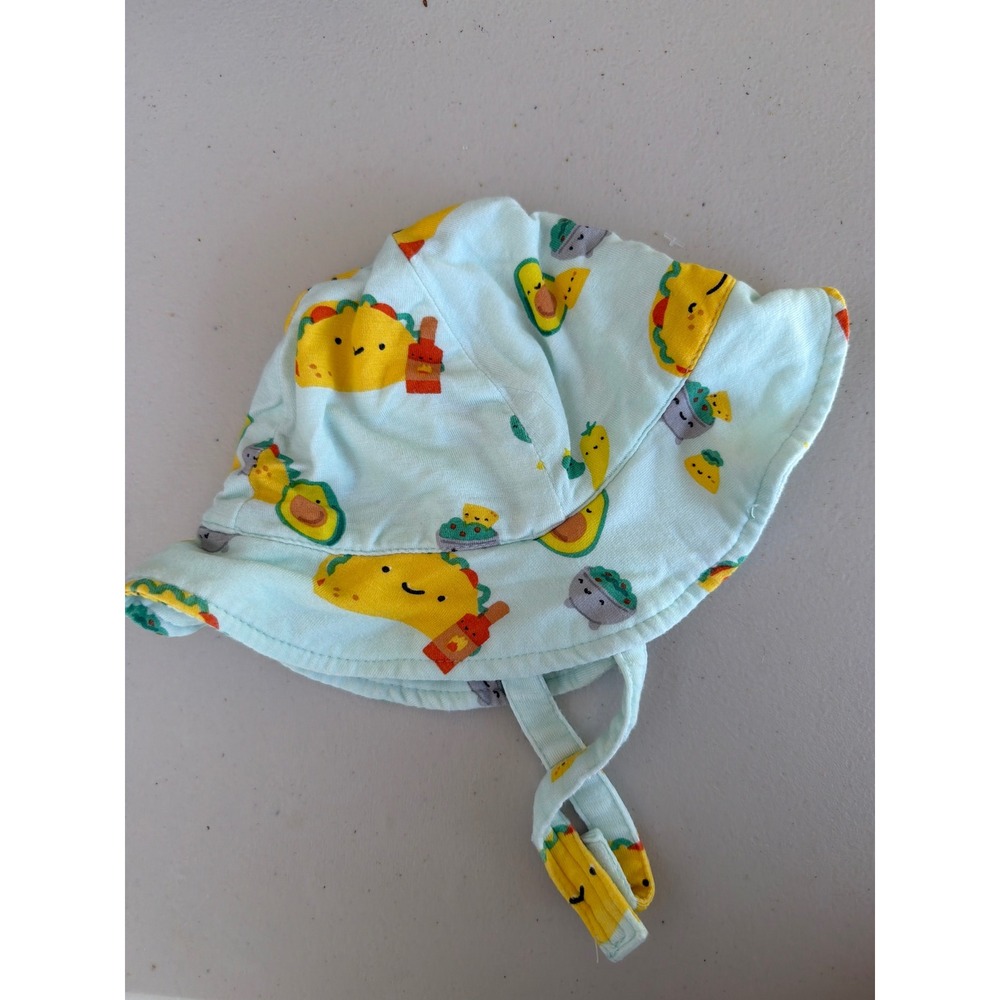 Angel Dear Baby Taco Avocado Print Bamboo Viscose Bucket Sun Hat Mint 0-6M